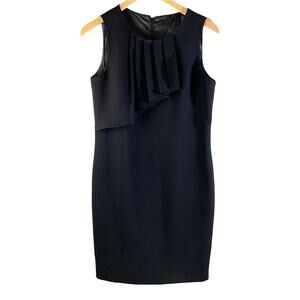 Calvin Klein Women's Sleeveless Ruffle Detail Career Dress Black Business Office